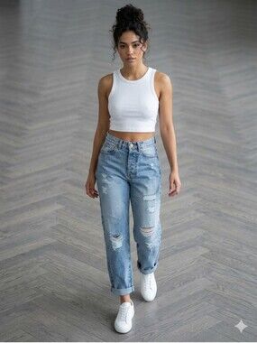 Women's Modern American Light Blue Distressed Jeans Size 24 Nwt